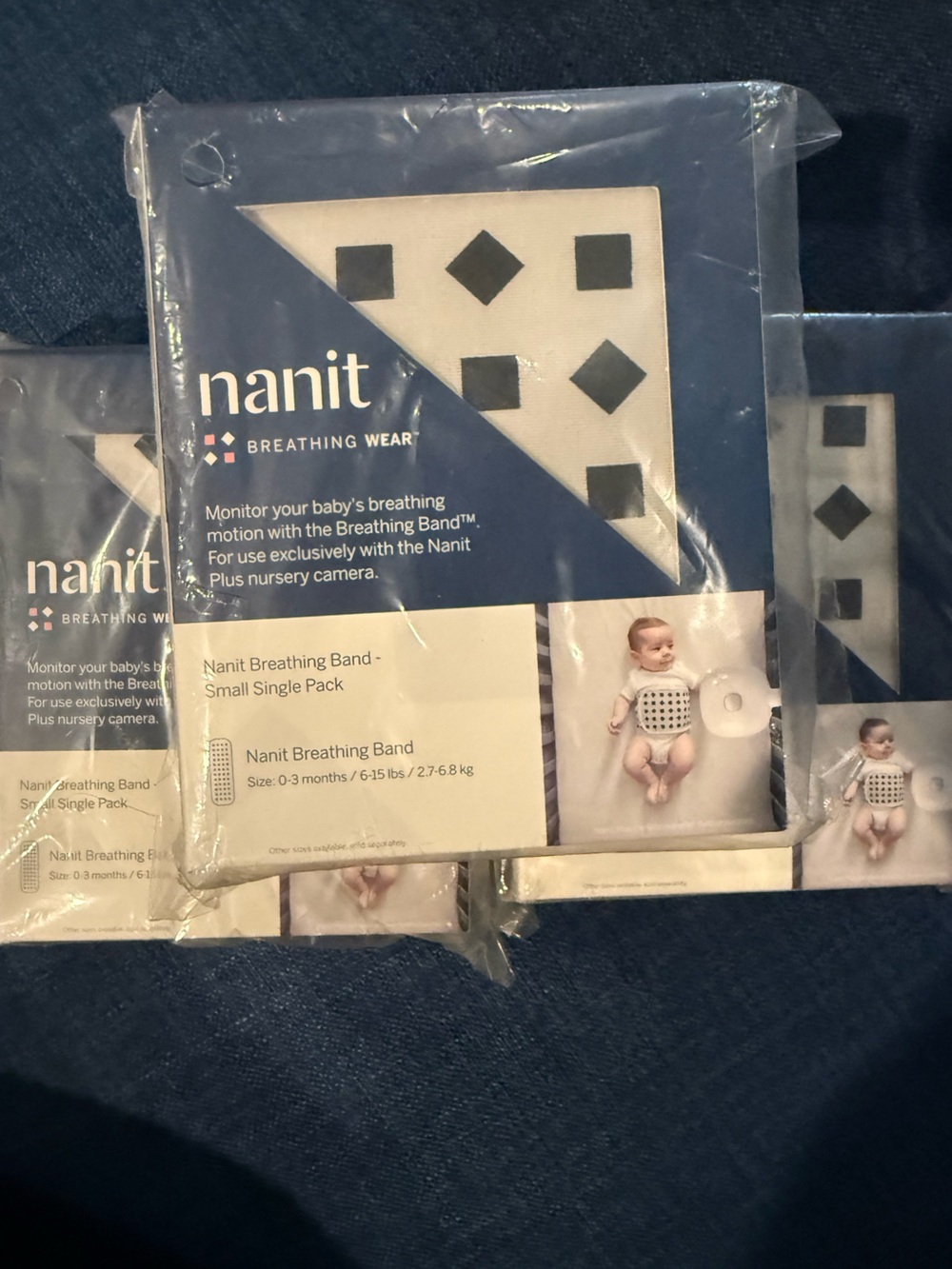 Nanit Breathing Band - Small - White with Black Diamond Pattern